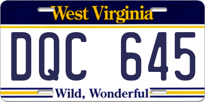 WV license plate DQC645