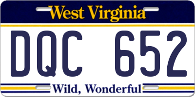 WV license plate DQC652
