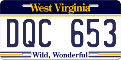 WV license plate DQC653