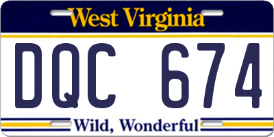 WV license plate DQC674