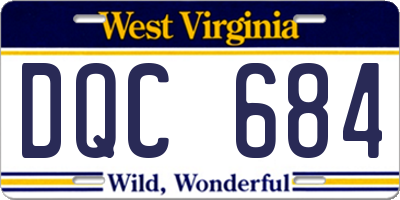 WV license plate DQC684