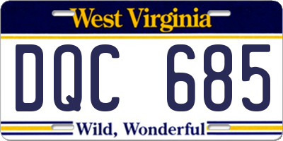 WV license plate DQC685