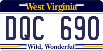 WV license plate DQC690