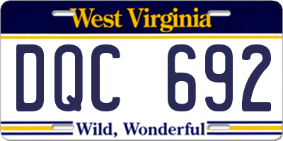 WV license plate DQC692