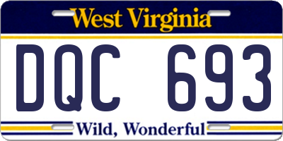 WV license plate DQC693
