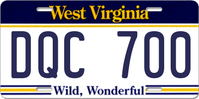 WV license plate DQC700
