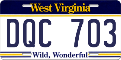 WV license plate DQC703