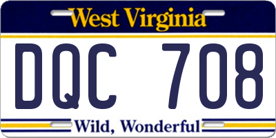 WV license plate DQC708
