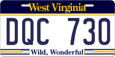 WV license plate DQC730