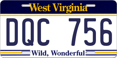 WV license plate DQC756