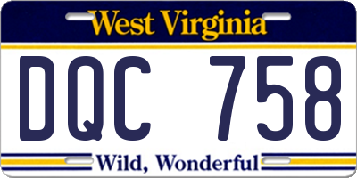 WV license plate DQC758