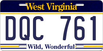 WV license plate DQC761