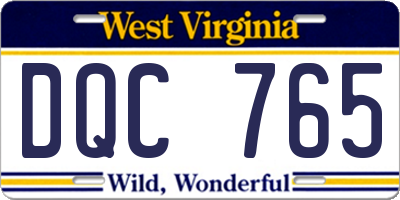 WV license plate DQC765