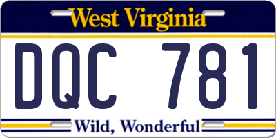 WV license plate DQC781