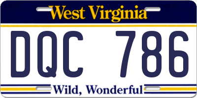 WV license plate DQC786