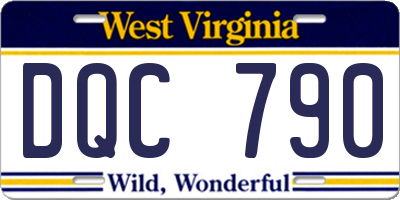 WV license plate DQC790