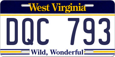 WV license plate DQC793