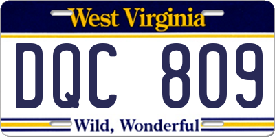 WV license plate DQC809