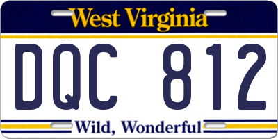 WV license plate DQC812