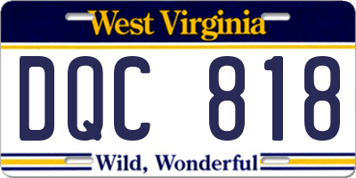 WV license plate DQC818