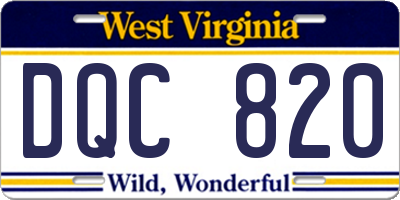 WV license plate DQC820