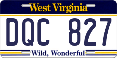 WV license plate DQC827