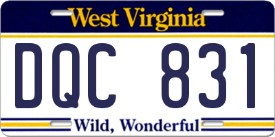 WV license plate DQC831