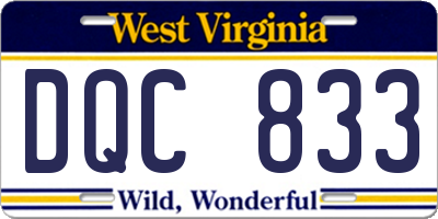 WV license plate DQC833