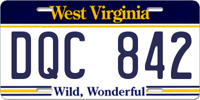 WV license plate DQC842