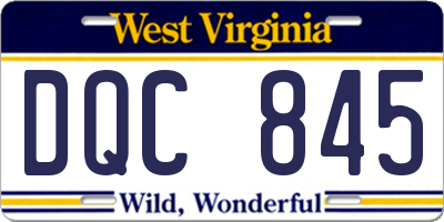 WV license plate DQC845