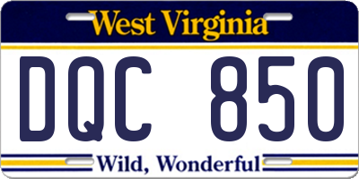 WV license plate DQC850