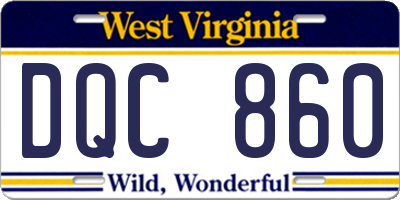 WV license plate DQC860