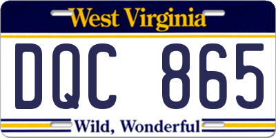 WV license plate DQC865