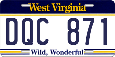WV license plate DQC871
