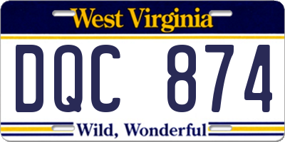 WV license plate DQC874