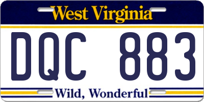 WV license plate DQC883