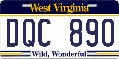 WV license plate DQC890