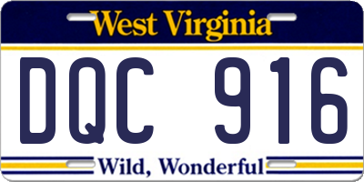 WV license plate DQC916