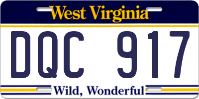 WV license plate DQC917