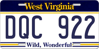 WV license plate DQC922