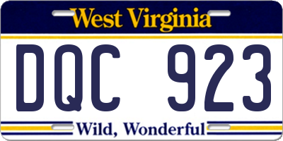 WV license plate DQC923