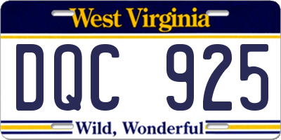WV license plate DQC925