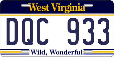 WV license plate DQC933