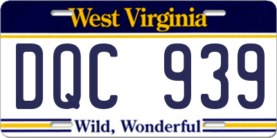 WV license plate DQC939