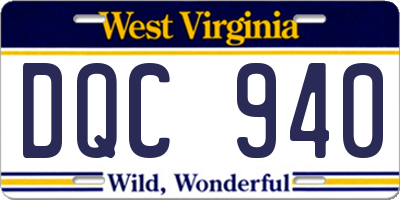 WV license plate DQC940