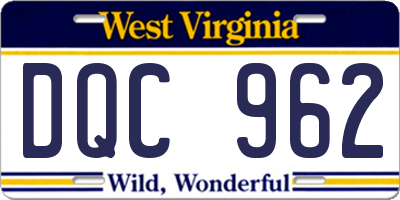 WV license plate DQC962
