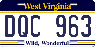 WV license plate DQC963