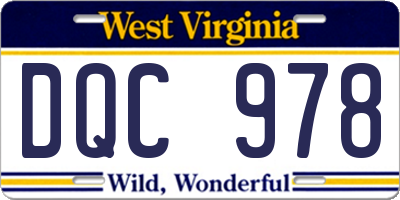 WV license plate DQC978