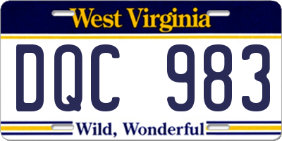 WV license plate DQC983