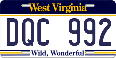 WV license plate DQC992